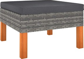 vidaXL Taburet pentru picioare, poliratan și lemn masiv de eucalipt