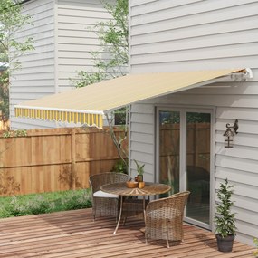 Outsunny Copertină Pliabilă pentru Exterior, Copertină Tip Roll-Up cu Deschidere Manivelă, 350x250 cm, Galben | Aosom Romania