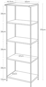 Etajeră alb mat din oțel 60x170x46,5 cm Tower – YAMAZAKI