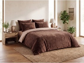 Lenjerie de pat reversibila TEDDY maro, lenjerie cocolino/microfibra Dimensiune lenjerie de pat: 2 buc 60 x 70 cm | 200 x 200 cm