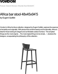 Set 4 Scaune de bar exterior / interior design modern premium AFRICA H-95cm 65029 Vondom