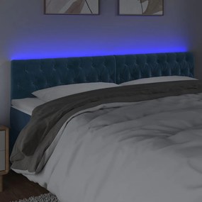 Tablie de pat cu LED, albastru inchis, 180x7x78 88 cm, catifea 1, Albastru inchis, 180 x 7 x 78 88 cm