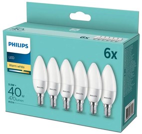 SET 6x Bec LED Philips E14/5,5W/230V 2700K