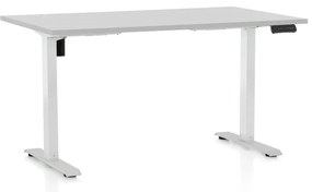 Masa inaltime reglabila OfficeTech B, 140 x 80 cm, bază albă, gri deschis