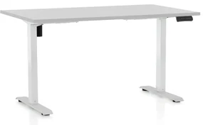 Masa inaltime reglabila OfficeTech B, 140 x 80 cm, bază albă, gri deschis