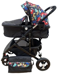 Carucior 2 in 1 reversibil si transformabil, landou sport si geanta cadou - Multicolor - CPC-08-multicolor