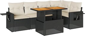 vidaXL Set mobilier de grădină cu perne, 6 piese, negru, poliratan