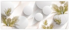 Tablou - 3D cercuri cu flori (120x50 cm)