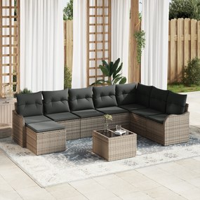 Set de canapea de grădină vidaXL 8 piese cu perne din ratan poli negru