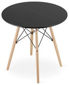 Masa stil scandinav, Artool, rotund, MDF si lemn, negru, natur, 80x72 cm