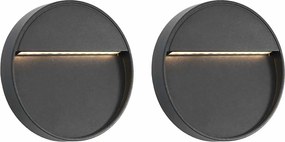 vidaXL Lămpi de perete LED de exterior, 2 buc., negru, 3 W, rotund
