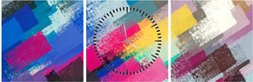 Tablou - Dungi colorate cu pensula (cu ceas) (90x30 cm)