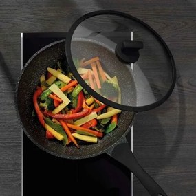 Kela Wok cu capac STELLA NOVA, aluminiu turnat,negru, 30 cm, 5 l