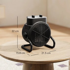 HOMCOM Încălzitor electric reglabil cu 3 moduri, 21.5x15.8x22 cm, Negru | Aosom Romania