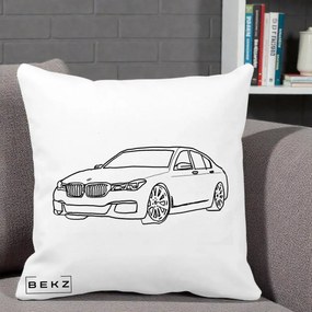 Perna Personalizata BMW Seria 7 Linie Minimalista, 40x40 cm, Alba Mata, Husa Detasabila, Perna Inclusa, BEKZ®