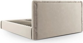 Pat tapitat cu tablie si lada depozitare, Colonel, Cosmopolitan Design, 180x200 cm, catifea, bej deschis