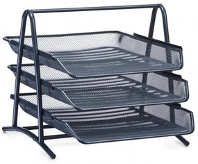 Organizator metalic pentru documente, cu 3 tavi pentru depozitare, Office Antracit, l35,5xA29,5xH27 cm
