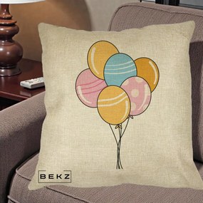 Perna Decorativa Baloane Petrecere, 40x40 cm, Crem, Husa Detasabila, Perna Inclusa, BEKZ®