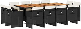 vidaXL Set mobilier de grădină cu perne, 13 piese, negru, poliratan