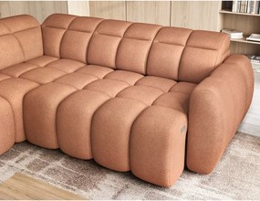 Colțar somon extensibil/cu spațiu de depozitare cu tapițerie din țesătură bouclé (cu colț pe partea stângă/în formă de ”L”) Falconn – ELTAP