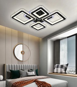Lustra LED Cu Telecomanda, Elit's Cristal, 2-2Patrate, Negru, 168W, RGB