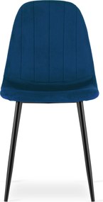 Scaun de masa PADVA VELVET cu picioare negre, albastru