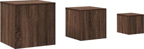 vidaXL Măsuțe laterale, 3 buc., stejar maro, lemn prelucrat