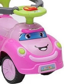 Masinuta copii si bebe NOVOKIDS™ Cartoon Smile , Cu melodii si lumini, Maner de impins pentru parinti detasabil, copertina de protectie detasabila,