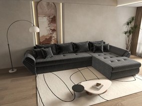 Colțar extensibil dumonde cu ladă de depozitare si sezut confortabil din spuma high-density, Loana XL Ambience Gri II 335x185 cm
