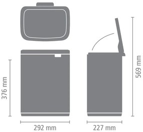 Cos de rufe Brabantia Bo Small 1006633, 12 L, Deschidere silentioasa si lina, Baza antiderapanta, Alb