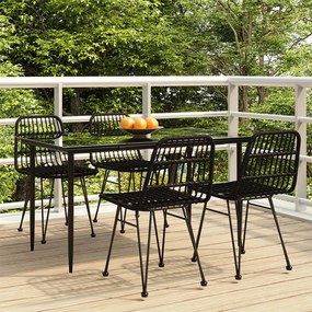 vidaXL Set mobilier de grădină, 5 piese, negru, poliratan