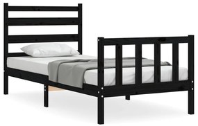 3192000 vidaXL Cadru de pat cu tăblie 2FT6 Small Single, negru, lemn masiv