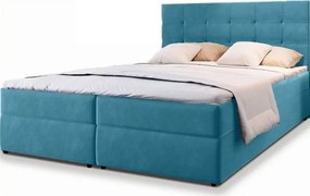 Pat tapițat boxspring GLORIEN VELVET 140x200 cm albastru Saltea: Saltea cu arcuri Bonell