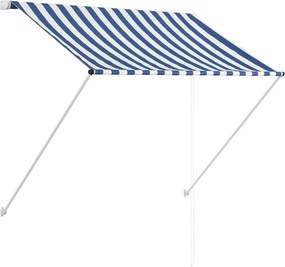 vidaXL Copertină retractabilă, albastru și alb, 100 x 150 cm