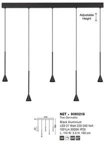 Lustra LED dimabila suspendata NET negru