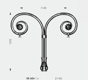 Stalp iluminat exterior din fier forjat, inaltime 490cm, AL 6717