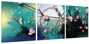 Tablou - Copac,grafic (cu ceas) (90x30 cm)