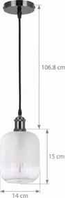 BRILAGI - LED Lustră pe cablu RETRO GLASS 1xE27/60W/230V Ø 14 cm negru/alb