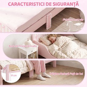 AIYAPLAY Pat Montessori pentru Copii 3-6 Ani Design în Formă de Fundă cu Protecții Anti-cădere, 146 x 76,5 cm, Roz | Aosom Romania