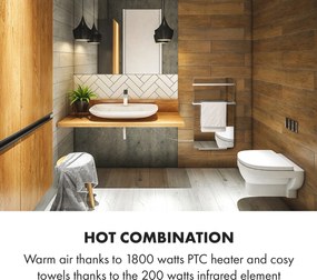 Klarstein Hot Spot Crystal Flow, Încălzitor de baie, 45x82cm, 36m², 2000W, 5-40°C, LED