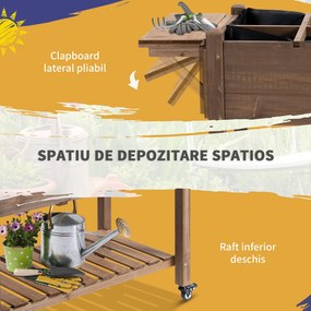 Outsunny Raised Garden Bed Planter Box w/ 8 Grow Grids, Storage Shelf &amp; Lockable Wheels | Aosom Romania