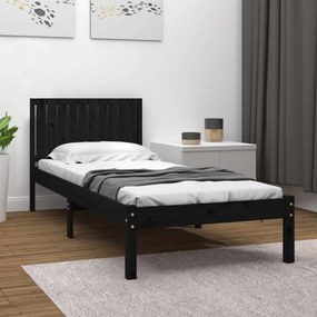 3104407 vidaXL Cadru de pat, 100x200 cm, negru, lemn masiv de pin