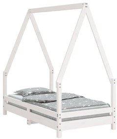 834487 vidaXL Cadru de pat pentru copii, alb, 70x140 cm, lemn masiv de pin