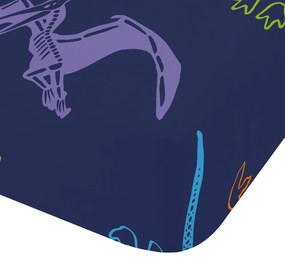 Cearceaf pentru copii albastru pentru pătuț cu elastic 70x140 cm Prehistoric Dinosaurs – Catherine Lansfield