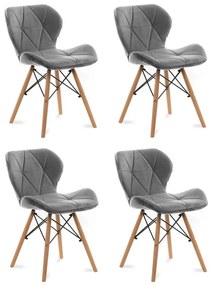 SET 4x scaun de sufragerie TRIGO 74x48 cm gri deschis/fag