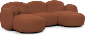 Colțar teracotă cu tapițerie din țesătură bouclé (în formă de "U") Orbit – Ropez