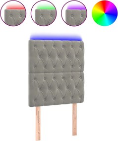 vidaXL Tăblie de pat cu LED, gri deschis, 80x7x118/128 cm, catifea