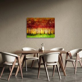 Tablou pe sticlă - Pictura pădurii cu frunziș (70x50 cm)