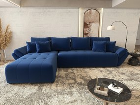 Colțar extensibil dumonde cu ladă de depozitare si sezut confortabil din spuma high-density, Berlin XL Royal Albastru 350x185 cm