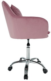 Scaun de birou, ţesătură de catifea roz / crom, KLIAN